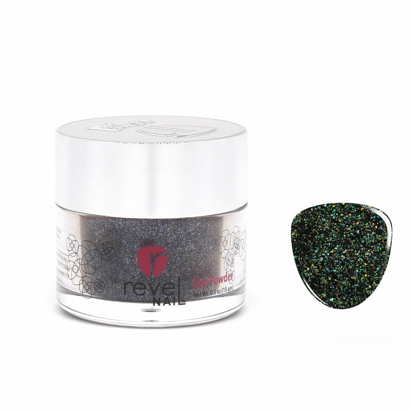 D507 Onyx Black Glitter Dip Powder