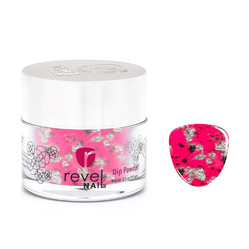 Dip Powder D1006 Celebrity Pink Metallic Flake Dip Powder 0.5 oz jar