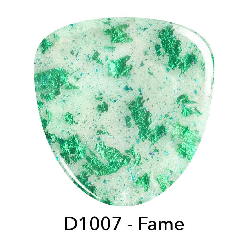 Dip Powder D1007 Fame Green Metallic Flake Dip Powder 0.5 oz jar