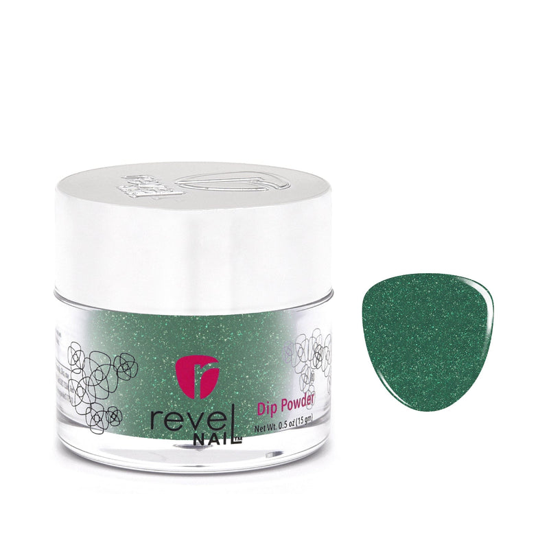 Dip Powder D971 Spruced Green Shimmer Dip Powder 0.5 oz jar