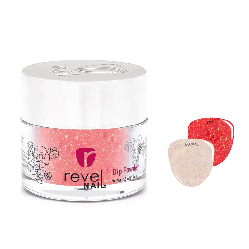Dip Powder D972 Snowflake Kisses Red Flake Dip Powder 0.5 oz jar