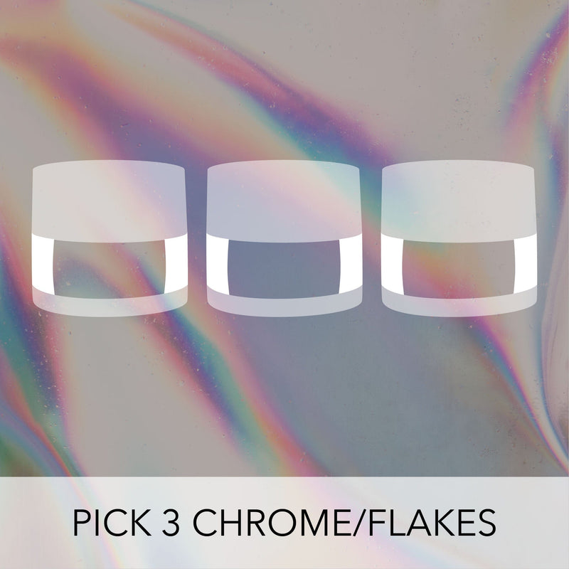 Dip Powder Pick Three Chrome or Flake Throwback Shades