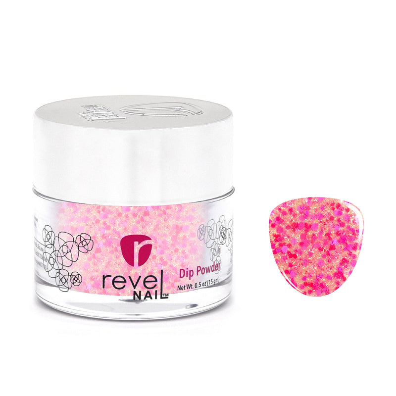 D686 Burst Pink Glitter Dip Powder