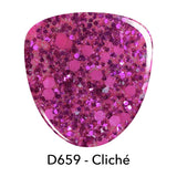 D659 Cliché Pink Glitter Dip Powder