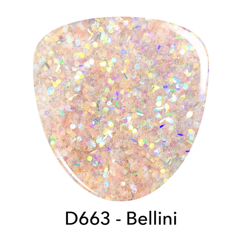 D663 Bellini Peach Glitter Dip Powder