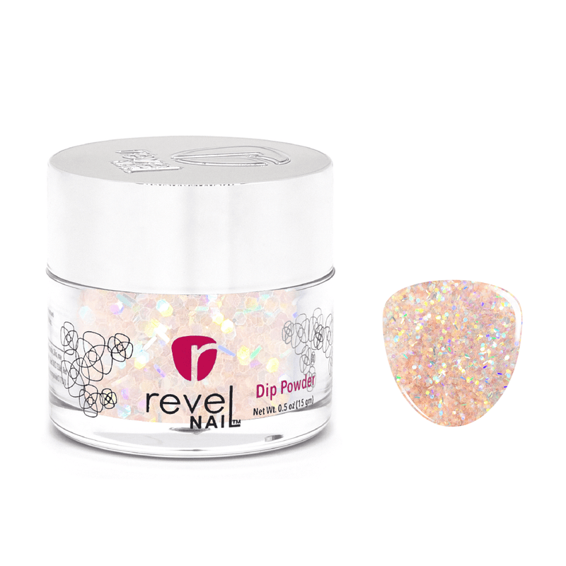 D663 Bellini Peach Glitter Dip Powder