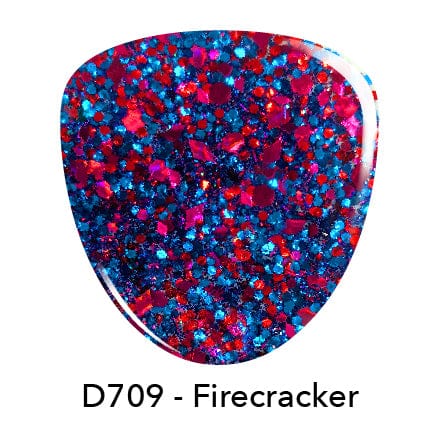 Dip Powder D709 Firecracker Red Blue Glitter Dip Powder