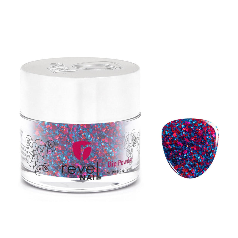 Dip Powder D709 Firecracker Red Blue Glitter Dip Powder