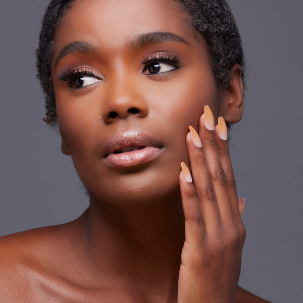 Press Ons Creme Brulee | Gloss Medium Coffin Press-On Nails