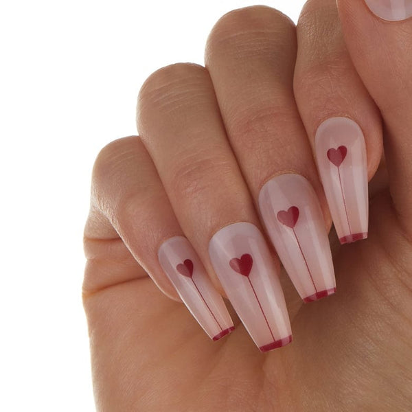 Press Ons Cupids Arrow | Gloss Long Coffin Press-On Nails