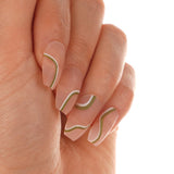 Press Ons Matcha Swirl | Matte Medium Coffin Press-On Nails
