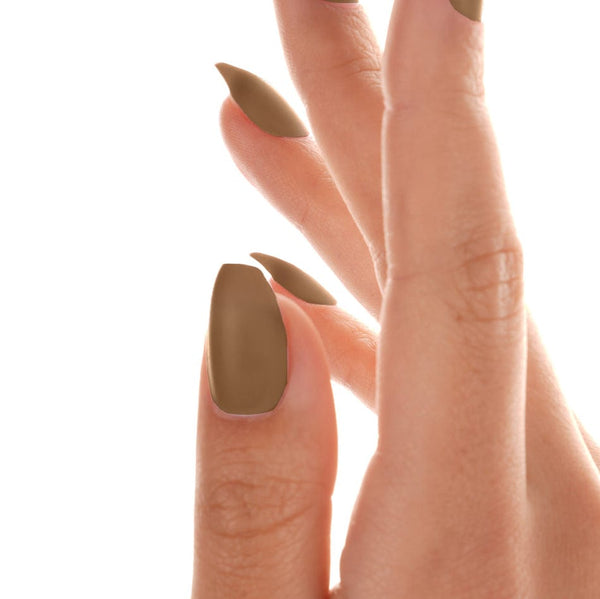 Press Ons Miss Mocha | Matte Medium Coffin Press-On Nails