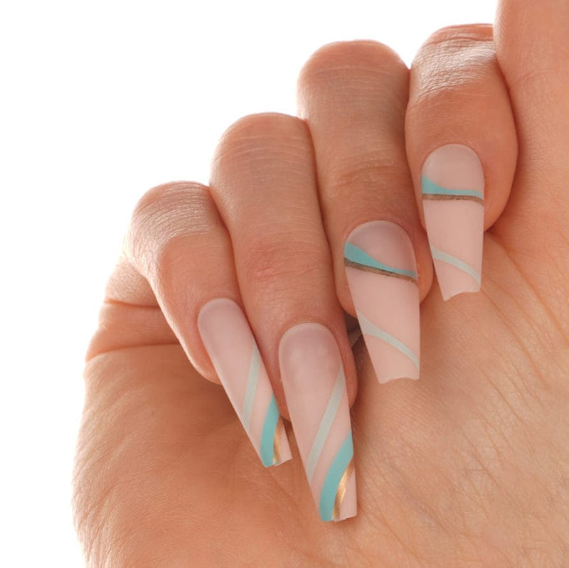 Press Ons Tropical Reef | Matte Extra Long Coffin Press-On Nails