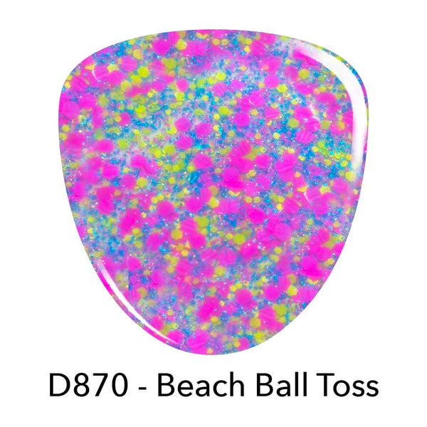 Replacements D870 Beach Ball Toss Blue Pink Glitter Dip Powder