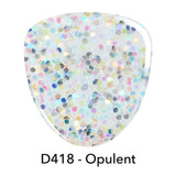 D418 Opulent White Glitter Dip Powder