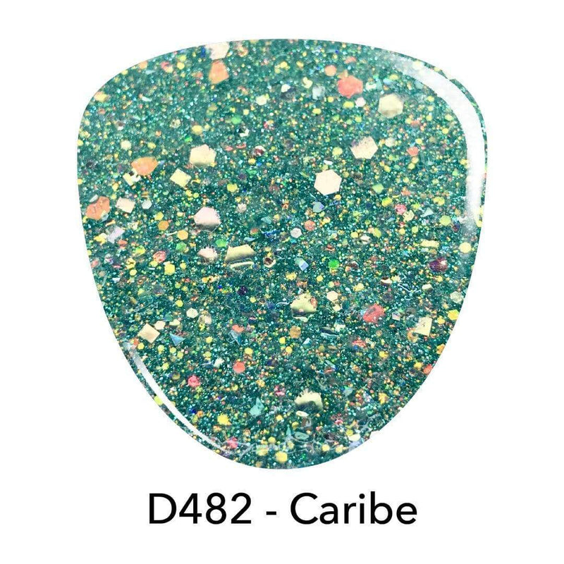 D482 Caribe Green Glitter Dip Powder