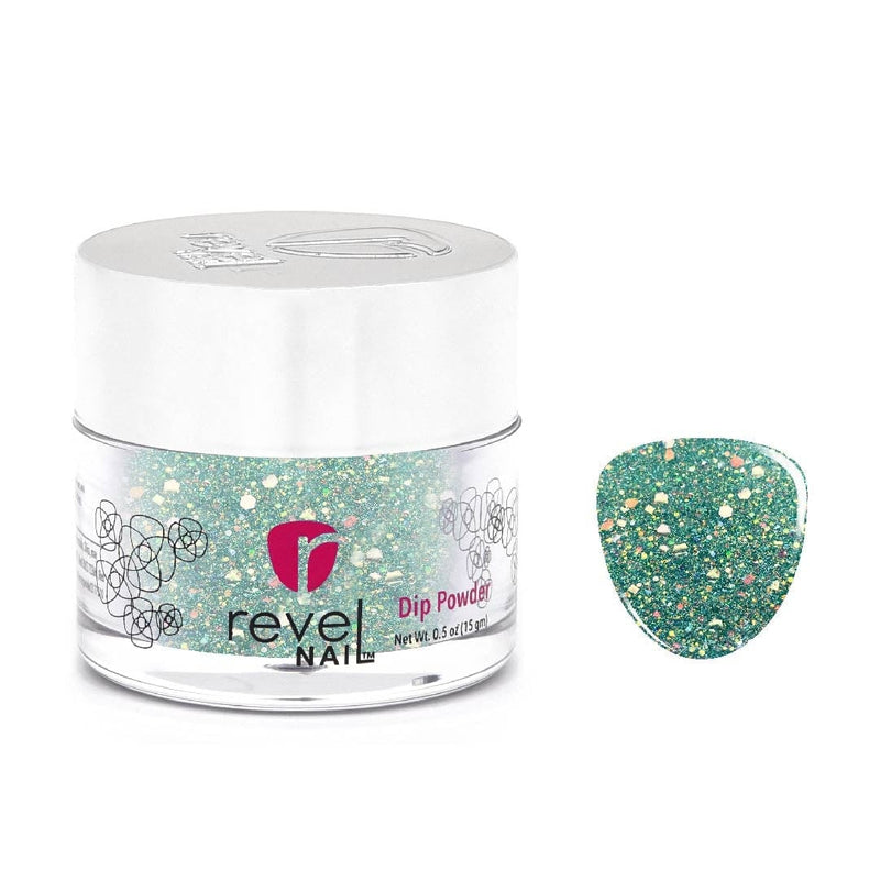 D482 Caribe Green Glitter Dip Powder
