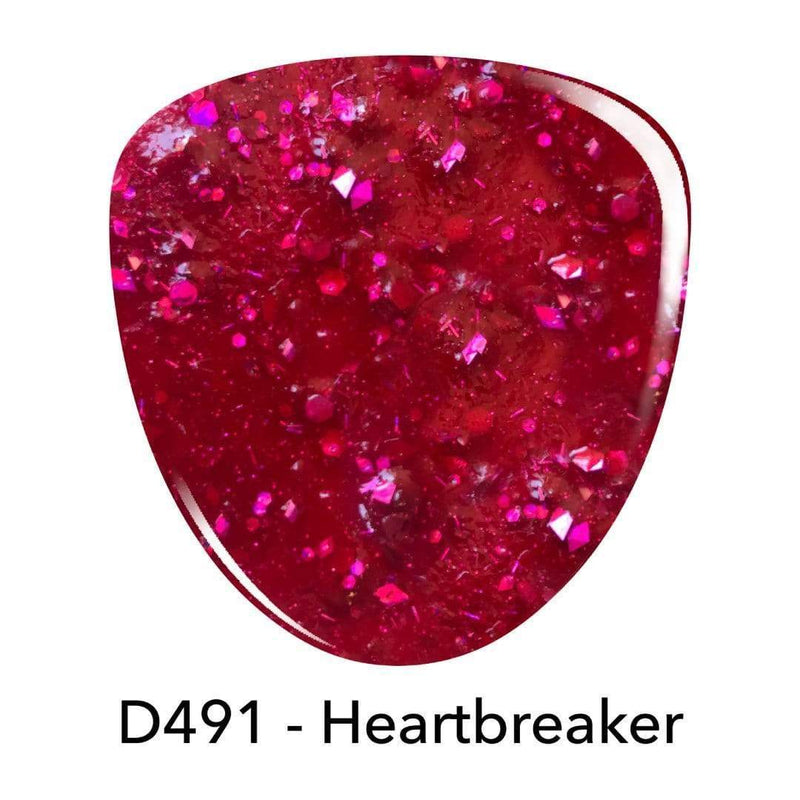 D491 Heartbreaker Red Glitter Dip Powder