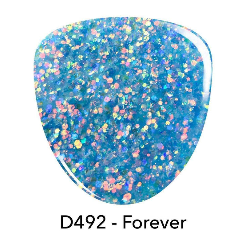 D492 Forever Blue Glitter Dip Powder