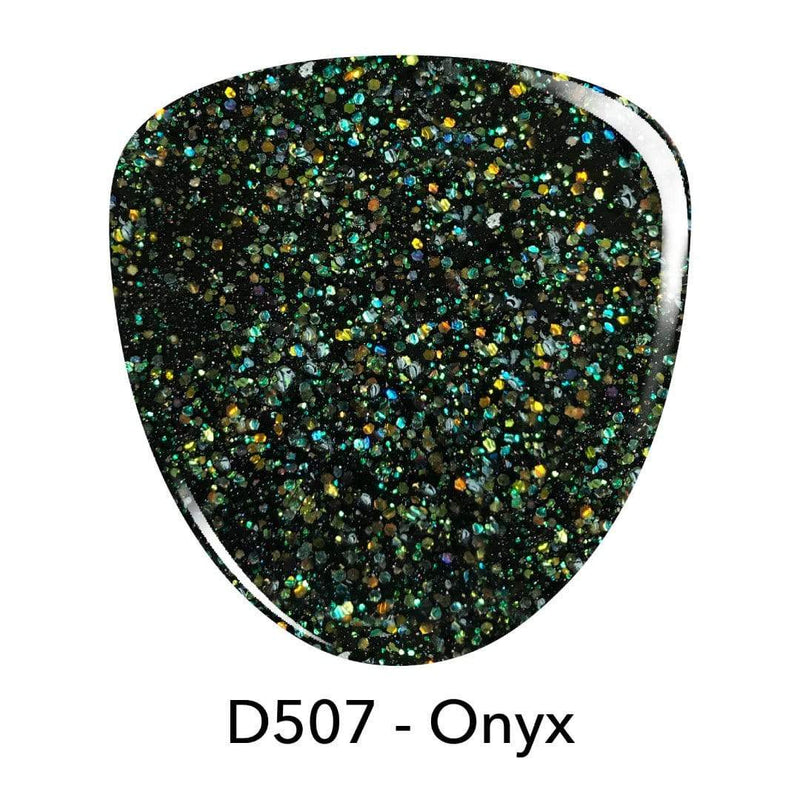 D507 Onyx Black Glitter Dip Powder