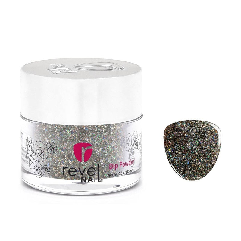 D515 Medieval Black Glitter Dip Powder