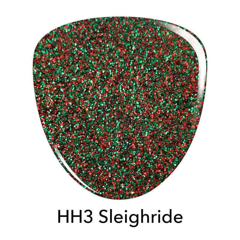D535 Sleigh Ride Green Glitter Dip Powder