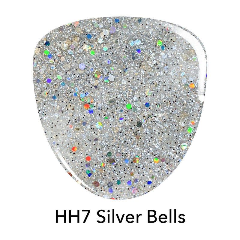 D539 Silver Bells Silver Glitter Dip Powder
