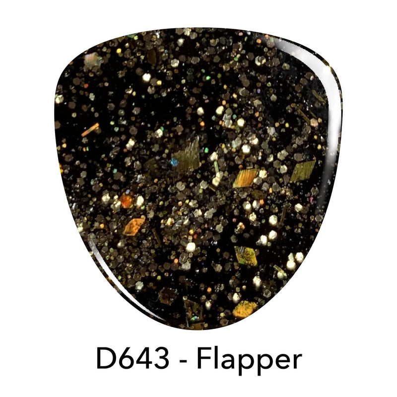 D643 Flapper Black Glitter Dip Powder