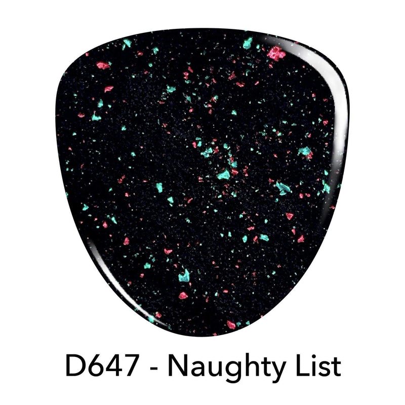 D647 Naughty List Black Flake Dip Powder