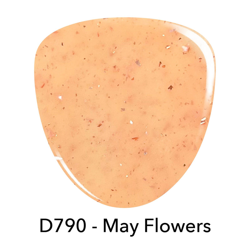 Revel Nail Dip Powder D790 May Flowers Peach Flake Dip Powder