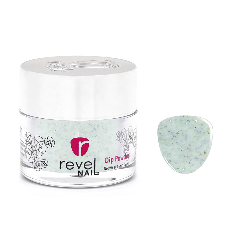 Revel Nail Dip Powder D791 Botanical Garden Green Flake Dip Powder