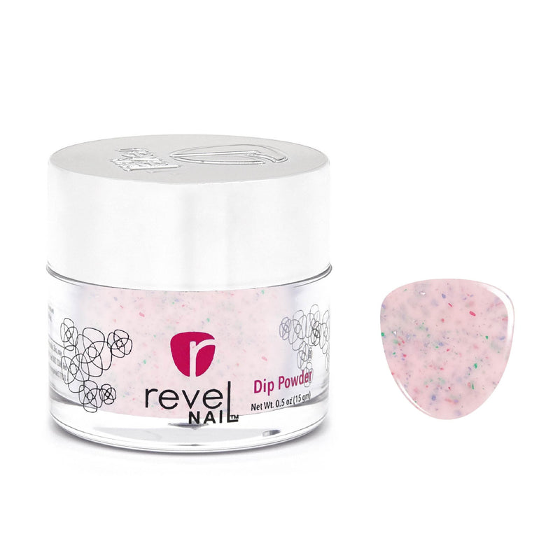 Revel Nail Dip Powder D792 Rose Water Pink Flake Dip Powde